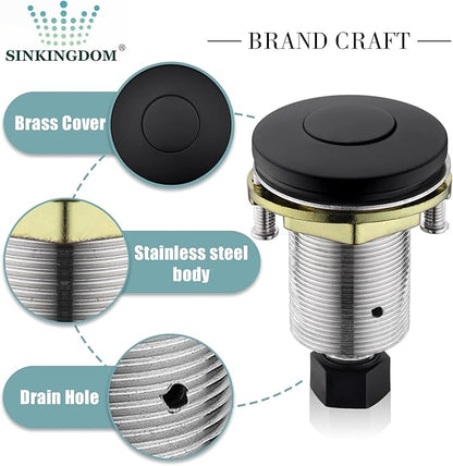 Garbage Disposal SinkTop Air Switch Kit with Stainless Steel Button,Matte Black