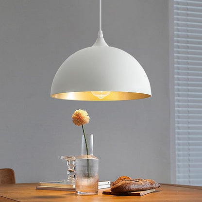 White Pendant Light, 11.8 inches Kitchen Pendant Light 2 Packs, Dome Pendant Lights Kitchen Island, Modern Pendant Lights for Kitchen Dining Room Foyer