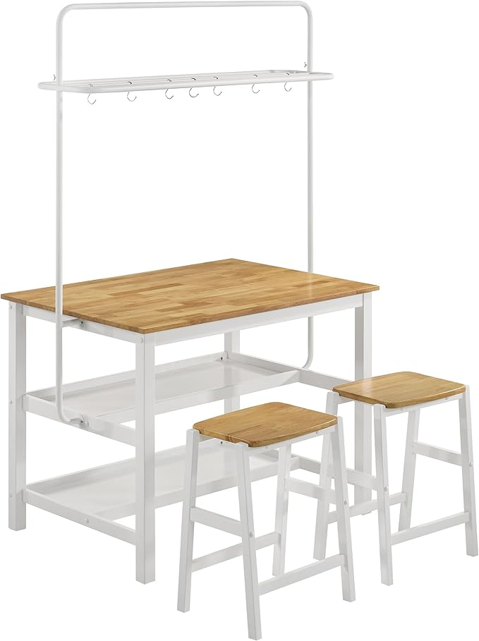 Coaster Home Furnishings Edgeworth 3-Piece Kitchen Island Counter Table Set White 122246-S3