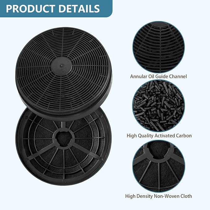 CACF003 Range Hood Charcoal Filter Replacement for Hauslane CIARRA COSMO Wall Mount Range Hood CAS75308 CAS75502 CAS75206P Replacement Carbon Filter for Ductless Ventilation 2 Pack