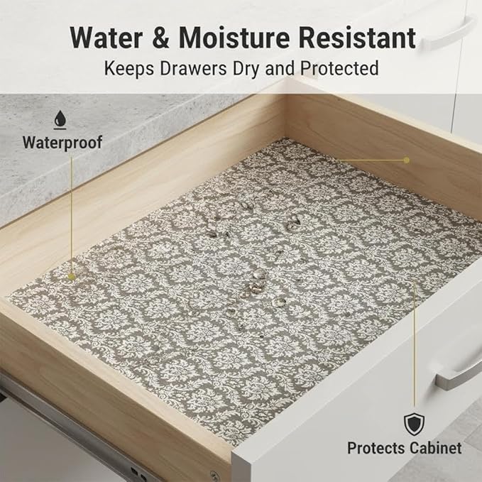 Coavas Shelf and Drawer Liner, Non Slip Extra Grip Non Adhesive Waterproof Thickened Cabinet Mat, Easy Cut for Kitchen Pantry Bathroom Dresser Cupboard (Beige Cream, 24IN x 20FT)