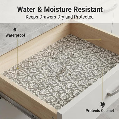 Coavas Shelf and Drawer Liner, Non Slip Extra Grip Non Adhesive Waterproof Thickened Cabinet Mat, Easy Cut for Kitchen Pantry Bathroom Dresser Cupboard (Beige Cream, 24IN x 20FT)