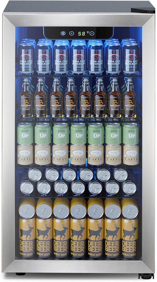 Electactic Mini Fridge 130 Can Beverage Refrigerator Cooler, 3.2 Cu.Ft Drink Fridge forSoda Wine Beer, Digital Temperature Control Cooler for Home, Dorm, Bar