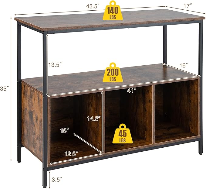 PETSITE Sideboard Buffet Table with Storage Cabinet & Shelves, Industrial Microwave Oven Stand, Coffee Bar Station, Stationary Kitchen Island Cart
