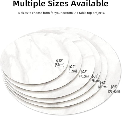 Round Table Top Multiple Sizes - Tempered Glass with Marble Design, Shatter-Resistant & Heatproof Surface Protector, Multipurpose for Dining/Coffee/Patio/End Table DIY Replacement (Gray, 36 inch)