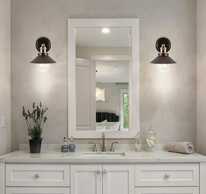 JONATHAN Y 7.8" Oil Rubbed Bronze/Brass Gold 1-Light Industrial Farmhouse Metal Vanity Light Wall Sconce, Metal Shade for Bathroom Mirror, Kitchen, Entryway, LED Bulb Included (JYL7426C)