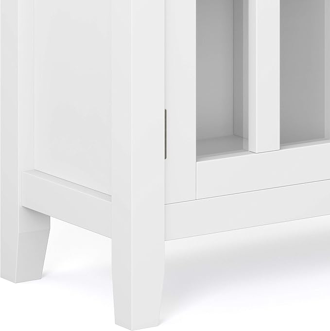 SIMPLIHOME Artisan Storage Cabinet - 30 inch Wide Solid Wood Low Storage Cabinet in White, Contemporary Accent Cabinet for Living Room or Dining Room with Glass Doors and Adjustable Shelves