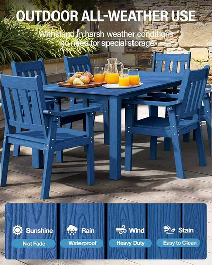 YEFU Outdoor Patio Dining Sets: All Weather 12 Piece Dining Table Set for 10 with Umbrella Hole & Aluminum Frame - Outdoor Furniture Patio 2 Table and 10 Chairs for Outside Backyard/Porch/Deck Blue