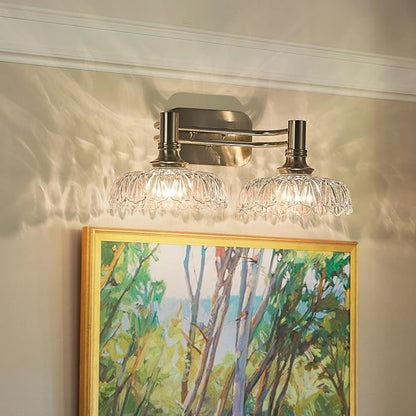 Brushed Nickel Bathroom Vanity Light Fixtures Modern 2-Light Vanity Lights Bathroom Lighting Vintage Wall Sconces for Pictures Mirror Hallway Bedroom