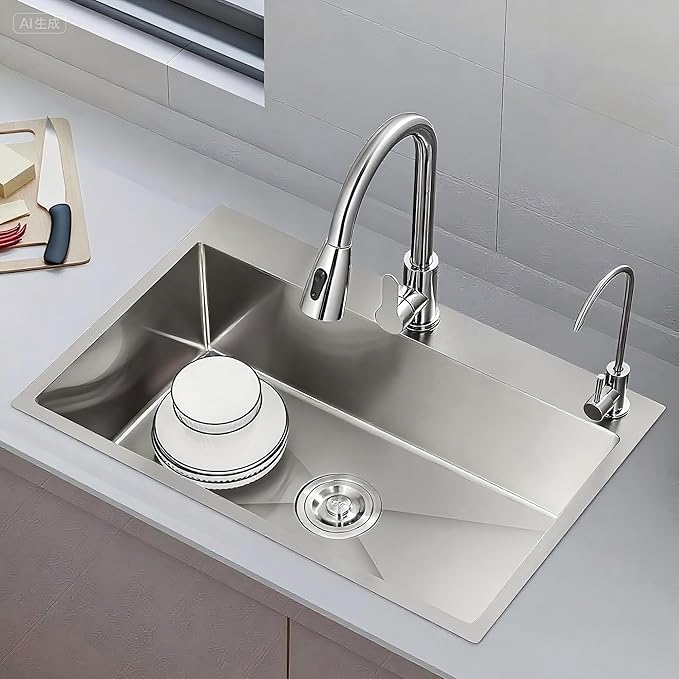 29.5x17.7 Inch Kitchen Sink Drop-in, Stainless Steel Top Mount Kitchen Sink, Single Bowl Kitchen Sinks with Basket Strainer for RV, Travel Trailer, Garage(Nano)