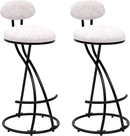 Bar Stools Upholstered Counter Height Barstools for Kitchen Island,Set of 2,Modern PU Leather Dining Chairs with Footrest
