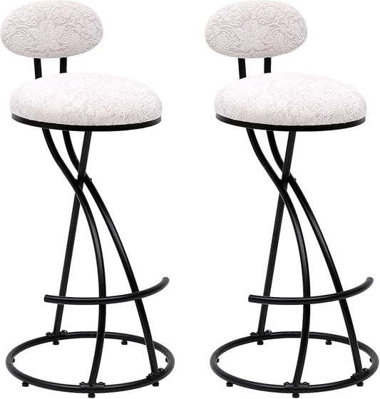 Bar Stools Upholstered Counter Height Barstools for Kitchen Island,Set of 2,Modern PU Leather Dining Chairs with Footrest