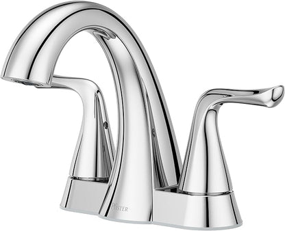 Pfister Willa Bathroom Sink Faucet 4 inch Centerset 2-Handle 3-Hole NSF Certified Polished Chrome Finish with Push & Seal Drain TiteSeal Mounting Technology LF048MALCC