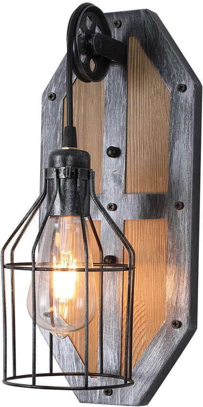 Retro Indoor Wall Light Wall Lamp Farmhouse Metal Cage Vanity Wall Sconce Lighting Rustic Matte Black Wall Mount Light Fixtures for Bedroom,Porch, Patio, Hallway, Balcony E26 Base