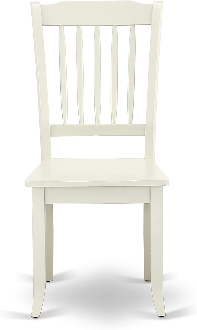 East West Furniture DAC-LWH-W Danbury Kitchen Dining Chairs - Slat Back Wooden Seat Chairs, Set of 2, Linen White