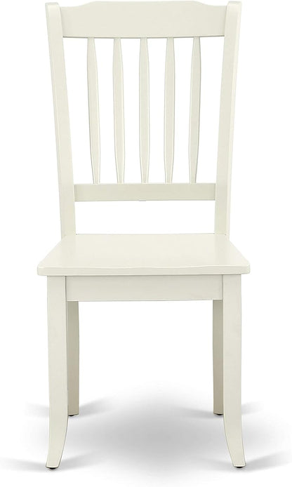 East West Furniture DAC-LWH-W Danbury Kitchen Dining Chairs - Slat Back Wooden Seat Chairs, Set of 2, Linen White