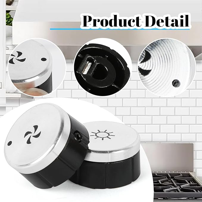 Broan SV08355 Hood Knob Replacement, 2 Pcs Blower and Light Knobs Replacement for Range Hood E60 E64, Replace V08355, 1932986, AP4980185