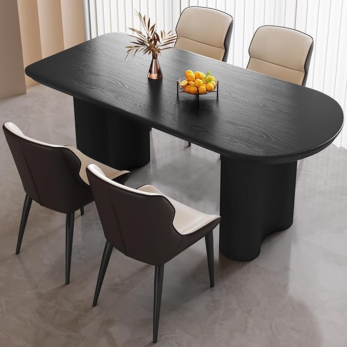 Dining Table Set for 4, Modern Kitchen Table with 4 Chairs, Dining Room Table Set for Kitchen,Dining Room,Home & Office (62.99" Black Table with 4 Chairs)