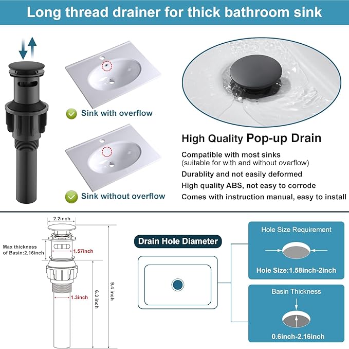 Midanya 8 inch Widespread Bathroom Sink Faucet,Modern Waterfall 3 Hole 2 Handles Bathroom Faucet 8" Vanity Faucets with Pop Up Drain and Water Supply Lines,Matte Black and Brushed Gold Handle