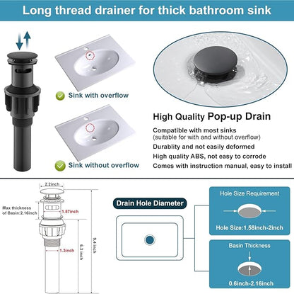 Midanya 8 inch Widespread Bathroom Sink Faucet,Modern Waterfall 3 Hole 2 Handles Bathroom Faucet 8" Vanity Faucets with Pop Up Drain and Water Supply Lines,Matte Black and Brushed Gold Handle