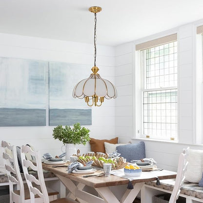 15" European-Style Palace Chandelier, 3-Light Vintage Gold Ceiling Light Fixture, Modern Gorgeous Metal Hanging Pendant Lamp for Farmhouse Dining Room Bedroom Kitchen Island