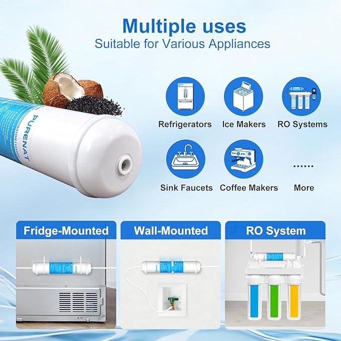 Inline Water Filter Kit for Refrigerator and Ice Maker,1/4" Quick Connect Post Carbon Filter Replacement for Reverse Osmosis System with Feed Water Valve,1/4" Water Line and Fittings