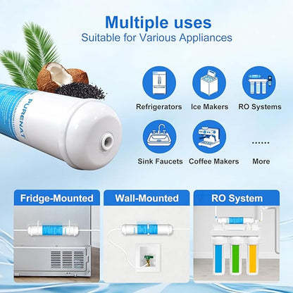 Inline Water Filter Kit for Refrigerator and Ice Maker,1/4" Quick Connect Post Carbon Filter Replacement for Reverse Osmosis System with Feed Water Valve,1/4" Water Line and Fittings