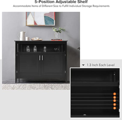 Costzon Buffet Cabinet, Wooden Sideboard with 2 Doors, Adjustable Shelf, Accent Coffee Bar Cabinet, Kitchen Storage Cabinet for Living Room, Hallway