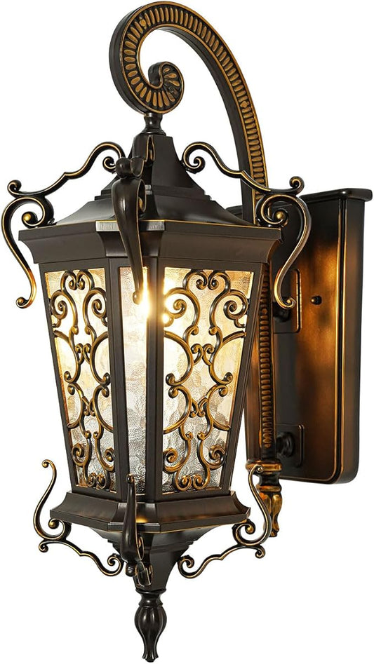 Outdoor Wall Light Fixtures, IP55 Waterproof Outside Wall Lantern Retro Exterior Wall Sconces Vintage Wall-Mounted Lights for Garage House Porch Doorway, E26 w/o Bulb