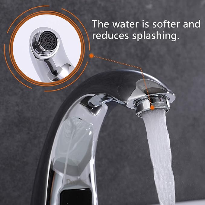 Touchless Bathroom Faucet with Automatic Sensor Function, Bathroom Sink Faucet with Hole Cover Plate, Chrome