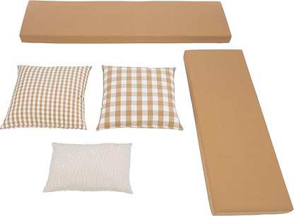 Linon Tobin White Dining Nook with Hidden Storage Includes Beige Cushion Set and Pillows