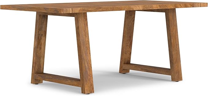 SIMPLIHOME Whitley Dining Table - 72 inch Wide Solid Mango Wood Rectangular Table in Burnt Wax, Modern Farmhouse Style for Dining Room or Kitchen with Extra-Thick Trestle Base, Seats 6