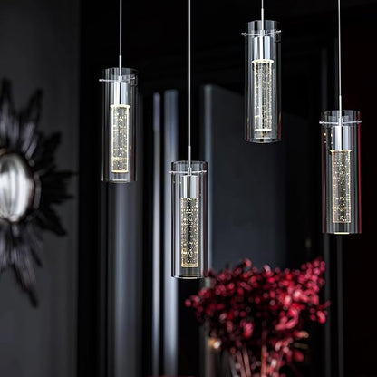 Tawson Alice 4-Light Chandelier Pendant Ceiling Light, Integrated Led and Bubble Glass, for Kitchen Island, Hallway, Entryway, Passway, Dining Room, Bedroom, Balcony, Living Room
