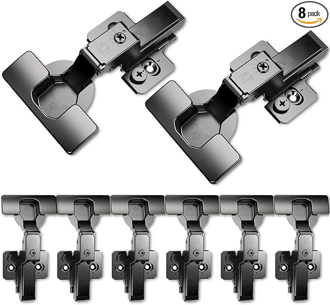 8 Pack Soft Close Cabinet Hinges for Kitchen Frameless Cabinets Inset Self-Closing Concealed Hinge 110° 4D Adjustment Speed Control Ideal for Upgrading Cabinet Doors and Drawers