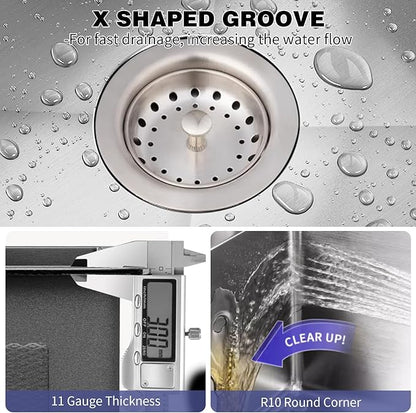 Kitchen Sink Workstation,32"x19" Stainless Steel Undermount Single Bowl Sink Built-in Ledge Drop In Workstation Sink Design For Placing/Sliding Accessories-Cutting Board,Drying Rack,Colander