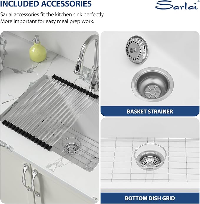 Sarlai 24 Inch Undermount Laundry Sink Granite Composite - 12 Inch Deep Utility Laundry Sink 24x18 White Kitchen Sinks Undermount Quartz Classic Under Counter Single Bowl Basin