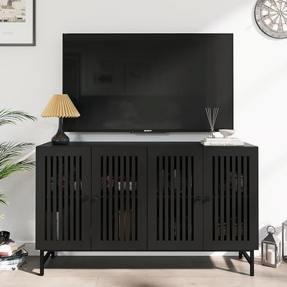 Gyger Buffet Storage Cabinet with 4 Doors,Kitchen Sideboard with Storage,Coffee Bar Cabinet for Kitchen,Living Room,Black