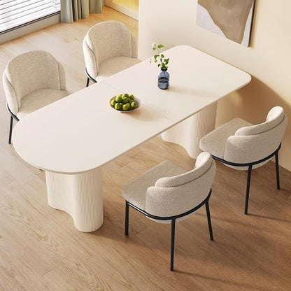 Guyii 70" Cream White Dining Table Set with 4 Chairs, Modern Kitchen Table, Indoor Use for Kitchen, Dining Room, Living Room, Small Spaces