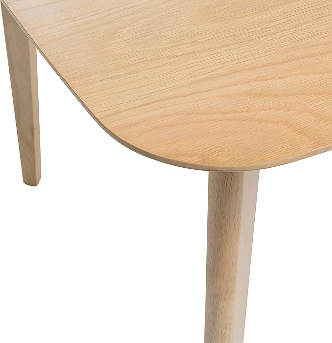 59" Low-Maintenance Mid-Century Island Table, Rustic Dining Table with Rubberwood Splayed Legs, Farmhouse Dining Table with Faux Wood Top for Dining Rooms, Natural