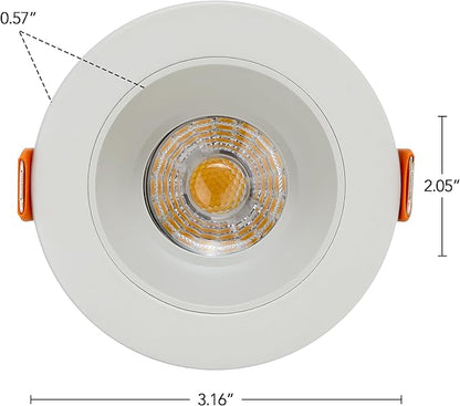 Maxxima 2 in. Ultra-Thin Recessed Anti-Glare LED Downlight - Canless IC Rated, 5 Color Temperature Selectable 2700K/3000K/3500K/4000K/5000K, Dimmable, Round Stone Gray Trim, 90 CRI