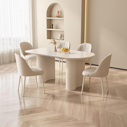Guyii Dining Table Set with 6 Chairs, Modern Kitchen Table Set, Indoor Dining Table for Kitchen, Bar, Living Room, Breakfast Nook, Small Space, White
