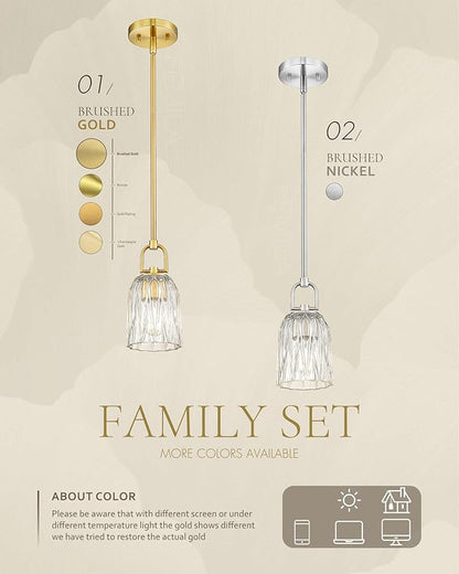 FEMILA 3 Pack Pendant Lights Kitchen Island, Brushed Nickel Glass Pendant Light for Kitchen Island Bedroom Hotel, 4FH83MIL-3PK BN