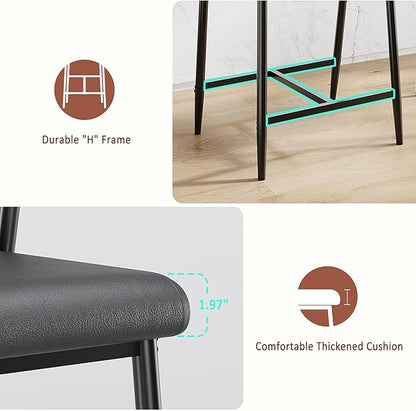 GarveeHome Bar Stools Set of 6 with Arms, 26" Modern 6-Piece Counter Height Metal Barstools Set with Back & Footrest, Upholstered Wider Seat, Sturdy Frame, for Counter Bar, Kitchen Island, Retro Black