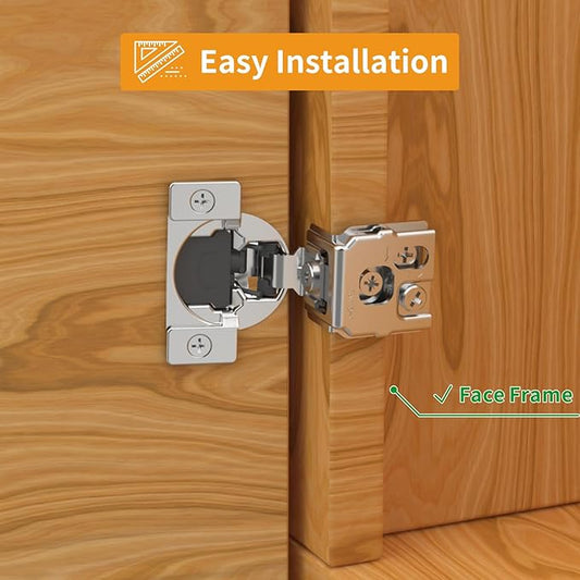 Chibery 20 Pack 1-5/16" Overlay 3D Soft Close Concealed Hinge for Face Frame Door, Smooth Slow Self Closing Hinges, Satin Nickel, Hidden 105° Open Angle Stainless Steel Hinge for Kitchen Cabinet Door