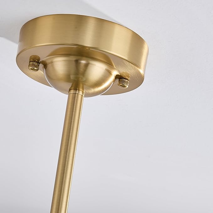 FCTWAKS Schoolhouse Pendant Fixtures, 14" Mid Century Modern Brass Gold Milk Green Glass Pendant Light, Adjustable Height, Vintage Ceiling Hanging Lighting for Dining Room,Hallway,Kitchen Island