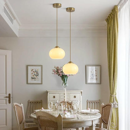 KCO Lighting Gold Kitchen Island Lighting Small Yellow Glass Globe Pendant Light Fixture Brass Hanging Light Fixture for Dining Room Entryway Hallway