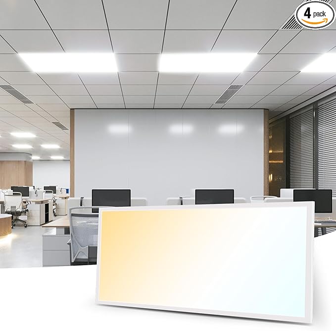 Art3d 4 Pack 2x4 FT LED Flat Panel Light, 3CCT Selectable Color Temperature 3000K/4000K/5000K, 0-10V Dimmable 5500LM Flush Mount Ceiling Light, 20W/30W/40W Drop Ceiling Light, UL&ETL Listed