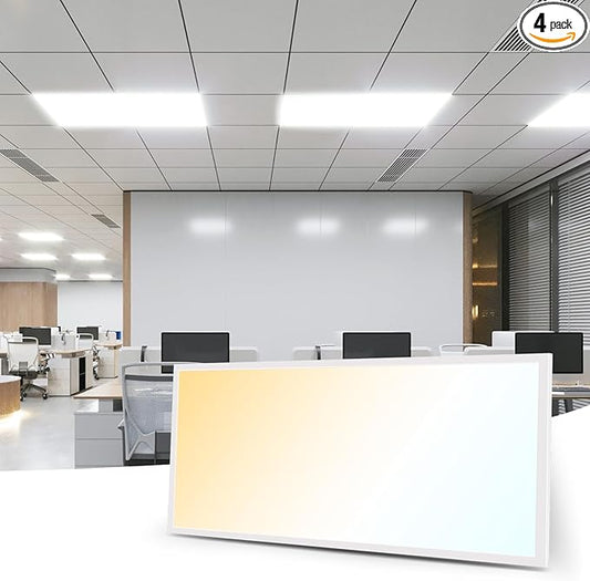 Art3d 4 Pack 2x4 FT LED Flat Panel Light, 3CCT Selectable Color Temperature 3000K/4000K/5000K, 0-10V Dimmable 5500LM Flush Mount Ceiling Light, 20W/30W/40W Drop Ceiling Light, UL&ETL Listed