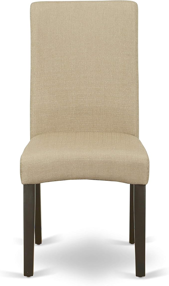 East West Furniture DRP5T03 Driscol Classic Parson Chairs - Brown Linen Fabric Upholstered Dining Chairs, Set of 2, Cappuccino