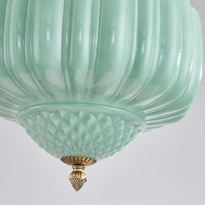 Schoolhouse Pendant Light, 12" Brass Gold Schoolhouse Ceiling Light Fixture with Mint Green Milk Glass Shade, Adjustable Height, Mid Century Modern Pendant Lighting for Kitchen Island Dining Room